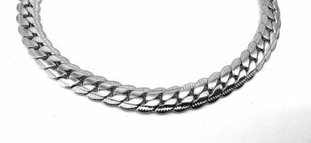 Fantasie armband afgevlakte Gourmet zilverkleurig &ndash; 18 en 21 cm Breedte 7 mm 