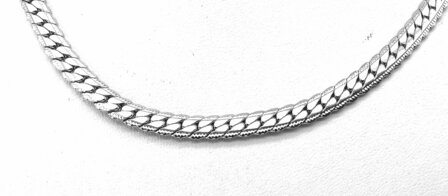 Fantasie armband afgevlakte Gourmet zilverkleurig &ndash; 19-21 cm Breedte 5mm 