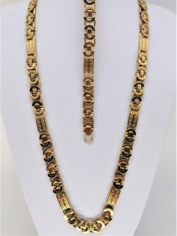 Goldfarbene K&ouml;nigskette 70 cm mit Armbandgr&ouml;&szlig;e 22 oder 24 cm