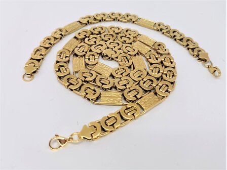 Goldfarbene K&ouml;nigskette 70 cm mit Armbandgr&ouml;&szlig;e 22 oder 24 cm