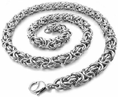 Edelstahl K&ouml;nig Bracelet &amp; Necklace, Motiv Drache um Doppelglied.