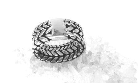 Stoer - RVS Double ring - dubbel gevlochten - design - motief.  doos 36 stuks