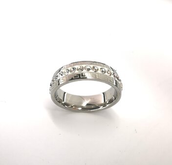 Edelstahl Ringe, strass weiss, motif