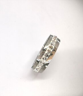 Edelstahl Ringe, strass weiss, motif