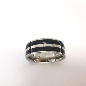 Edelstahl Ringe, doppelte schwarze band