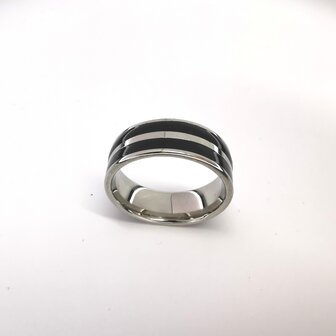 Edelstahl Ringe, doppelte schwarze band