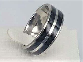 Edelstahl Ringe, doppelte schwarze band