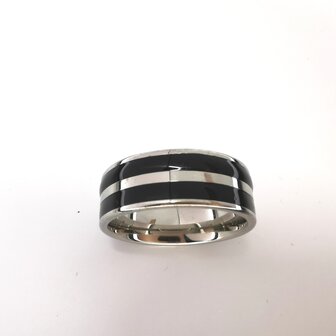 Edelstahl Ringe, doppelte schwarze band, box 36 st
