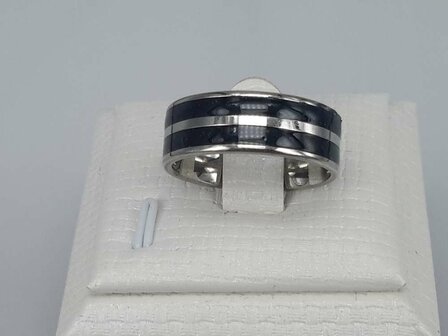 Edelstahl Ringe, doppelte schwarze band, box 36 st