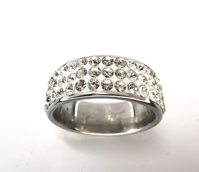 Edelstaal Ringen, 3 strass rijen