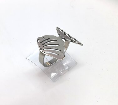 Edelstahl Ringe Silberring mit 2 Fl&uuml;gelmotiven