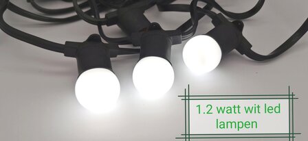 partykabel, 25 mtr 40 fittingen + contrastekker en 40 led lamp