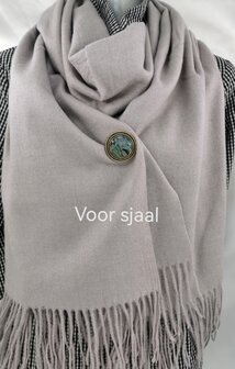 Magnet, Brosche, Perlmutt rund, silberfarben zum Verschlie&szlig;en von Schal, Schal und Strickjacke.