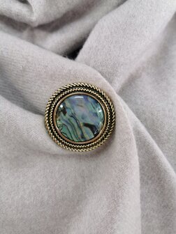 Magnet, Brosche, Perlmutt rund, silberfarben zum Verschlie&szlig;en von Schal, Schal und Strickjacke.