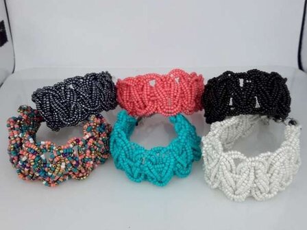 Bohemien style handgemaakte gevlochten kralen armband, per 3 stuks