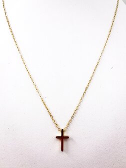 RVS goudkleurig fijne Ketting L 45 cm met mini kruisje
