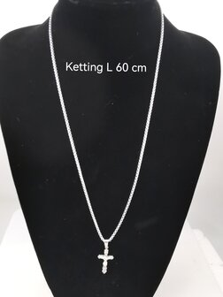 Edelstahl 60 cm Herren Halskette mit Kreuz mit Jesus