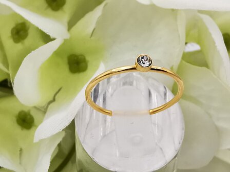 RVS goudkleurig minimalistische ring met zirkonia.