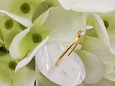RVS goudkleurig minimalistische ring met zirkonia.