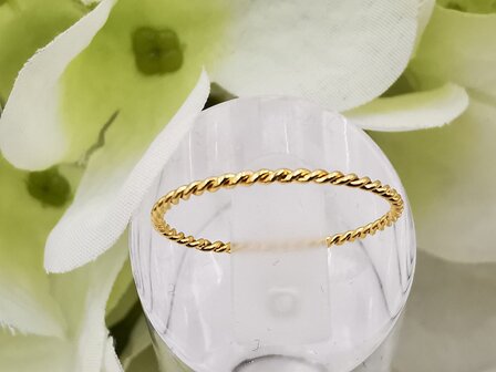 RVS goudkleurig minimalistische ring , Twisted.