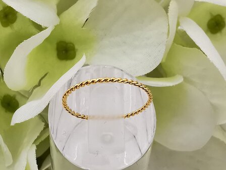 RVS goudkleurig minimalistische ring , Twisted.