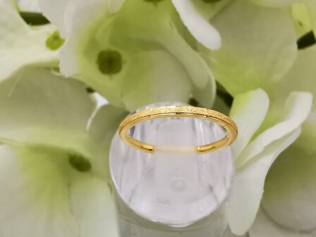 RVS goudkleurig minimalistische ring met Zand Gestraald band.