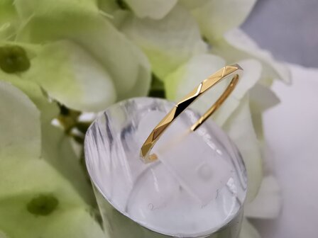 RVS goudkleurig minimalistische ring , golvend detail.
