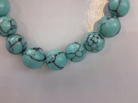 Armband Turkoois groenblauw 18 kralen van 10 mm