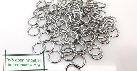 200- Edelstahl- offene Ringe -6mm- Schmuckherstellung- Schmuckaugen- Biegbare Ringe