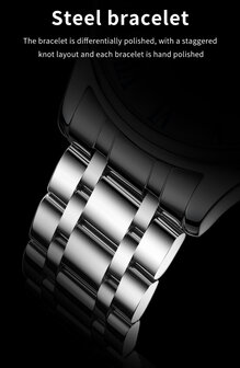 Olevs edelstaal BasiX quartz horloge, Romeinse cijfers, dagkalender, 4 uitvoeringen