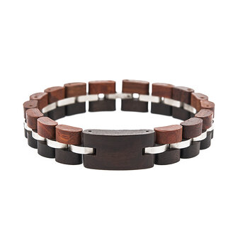 Armband Sandalwood met Mahonie L21.5 cm RVS tussenschakels.