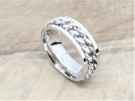 Stress Ringen, ketting, edelstaal, doos 36st
