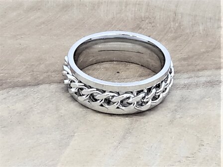 Stress Ringen, ketting, edelstaal, doos 36st