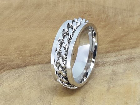 Stress Ringen, ketting, edelstaal, doos 36st