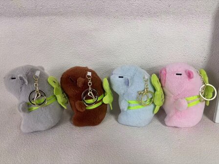 Capybara + schildpad rugzakje, sleutelhanger, 12 cm, doos &agrave; 200 st