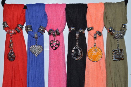 Sjaals met hangers, mix van 6 stuks