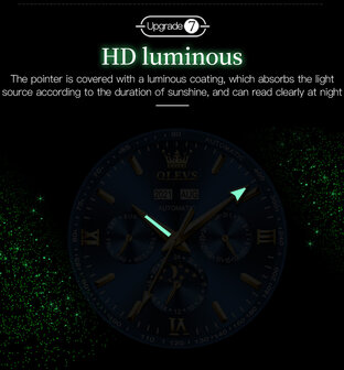 OLEVS Mechanische Uhr, Edelstahl, Tachymeter, Tourbillon, Monat-Tag, Wochentag, Jahr, Monat, 24-Stunden-Mondphasenanzeige, 5 Versionen