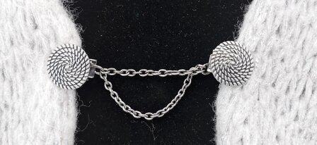 Clips met dubbel ketting symbool cirkel van het leven in kleur antiek zilver look.