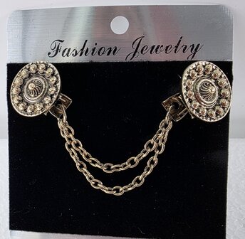 Clips met dubbel ketting Zeeuwse knoop goudkleurig.