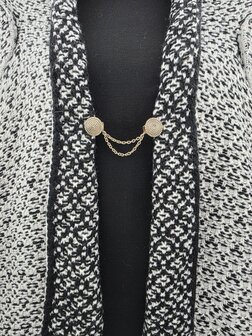 Clips met dubbel ketting symbool cirkel van het leven in kleur antiek goud look.