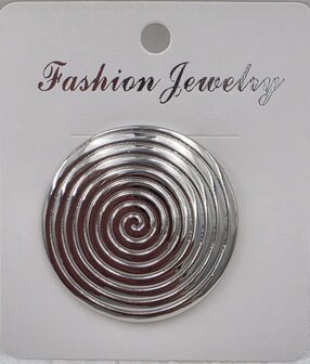 Magneet, broche, rond, levensspiraal, zilverkleurig voor omslagdoek, sjaal en vest te sluiten.