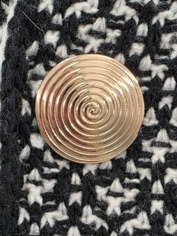 Magneet, broche, rond, levensspiraal, goudkleurig voor omslagdoek, sjaal en vest te sluiten.