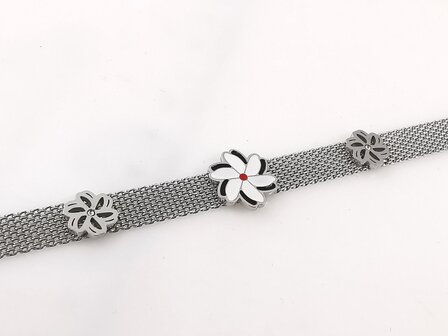 Melati armband RVS halve flexibel Zilverkleur Indische Jasmijn.