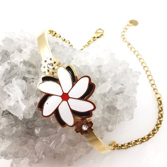 Melati armband RVS halve gebogen Goudkleur Indische Jasmijn.