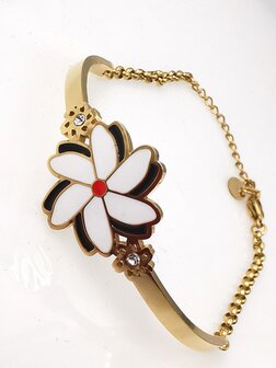 Melati armband RVS halve gebogen Goudkleur Indische Jasmijn.
