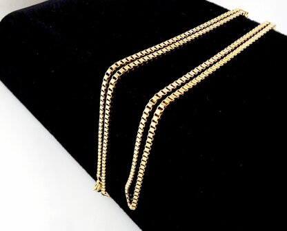 Kette &ndash; Quadratische venezianische Gliederkette aus Edelstahl, L 60 cm * D 2 mm, goldfarben
