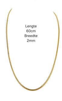 Kette &ndash; Quadratische venezianische Gliederkette aus Edelstahl, L 60 cm * D 2 mm, goldfarben