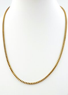Kette &ndash; Quadratische venezianische Gliederkette aus Edelstahl, L 45 cm * D 2 mm, goldfarben