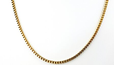 Kette &ndash; Quadratische venezianische Gliederkette aus Edelstahl, L 45 cm * D 2 mm, goldfarben