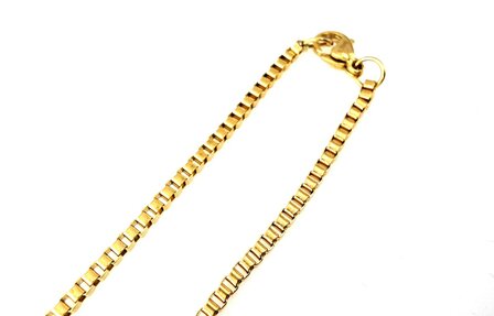 Kette &ndash; Quadratische venezianische Gliederkette aus Edelstahl, L 45 cm * D 2 mm, goldfarben